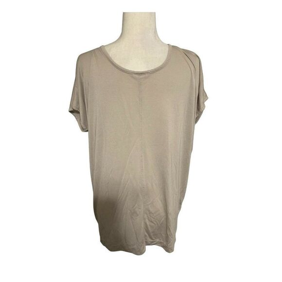 Club Monaco Womens Solid Beige Short Sleeve Top T Shirt Round Neck Medium - Picture 2 of 4